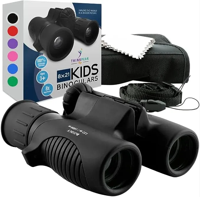 THINKPEAK 8x21 Binoculars for Kids 8-12, Birthday and Back to School Gifts, Binoculars for Boys and Girls 3-12, Green