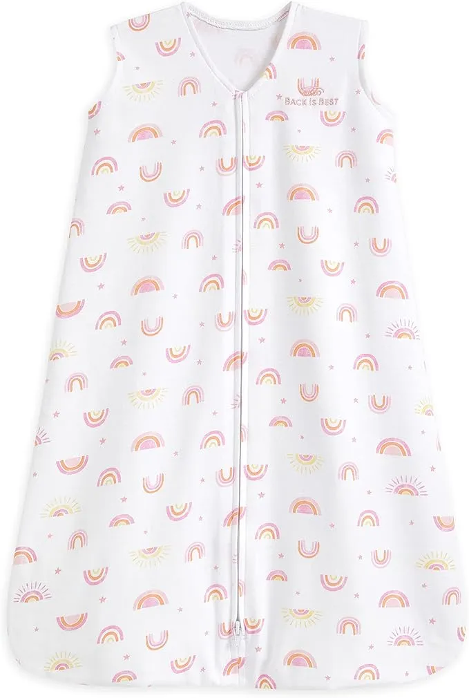 HALO Sleepsack, 100% Cotton Wearable Blanket, Swaddle Transition Sleeping Bag, TOG 0.5, Sunshine Rainbows, Large