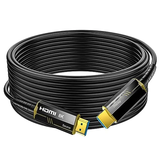 DGHUMEN 8K Fiber Optic HDMI 2.1 Cable 100Feet, Supports 8K@60Hz 4K@120Hz Ultra High Speed 48Gbps Dynamic HDR, eARC,ARR, Dolby at