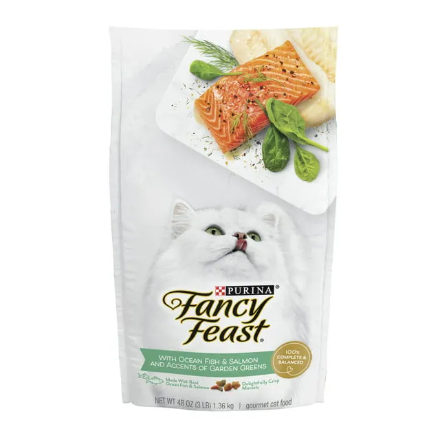 Purina Fancy Feast Indoor Dry Cat Food, Ocean Fish & Salmon, 3 lb Bag