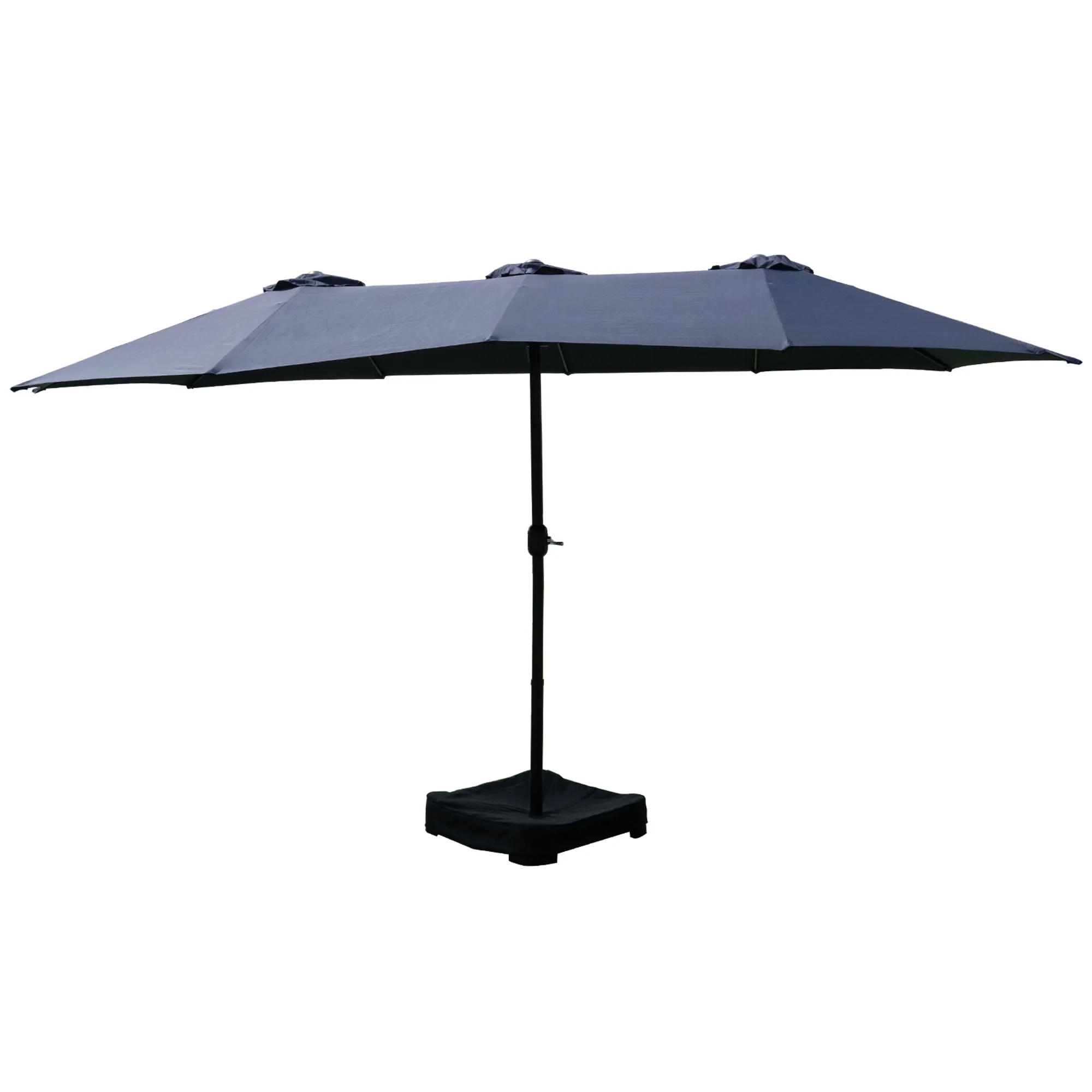 Kozyard Butterfly 14' Outdoor Patio Double-Sided Aluminum Umbrella with Crank and Base