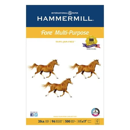 Hammermill Printer Paper, Fore Multipurpose 20 lb Copy Paper, 11 x 17 - 5 Ream (2,500 Sheets) - 96 Bright, Made in the USA, 103192C 