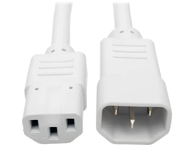 Tripp Lite Heavy-Duty Power Extension Cord, 15A, 14 AWG (IEC-320-C14 to IEC-320-C13), White, 3 ft. (P005-003-AWH)