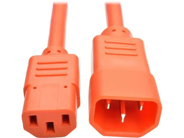 Tripp Lite Heavy-Duty Power Extension Cord, 15A, 14 AWG (IEC-320-C14 to IEC-320-C13), Orange, 2 ft. (P005-002-AOR)