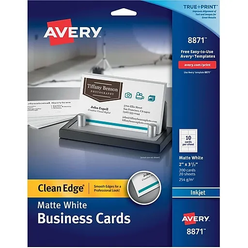 Avery Clean Edge Business Cards, 2" x 3.5", White, 200 (08871)