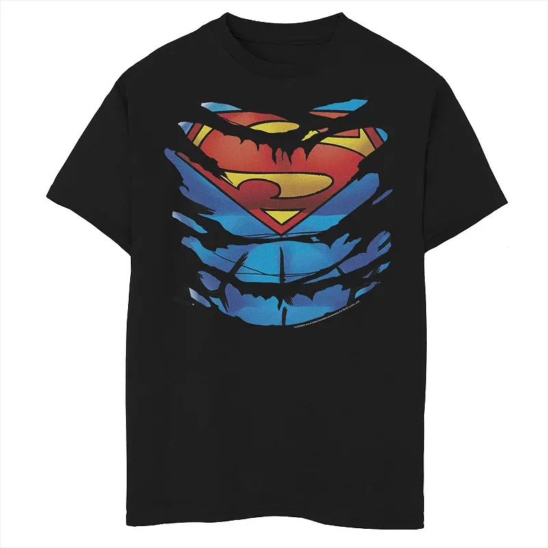 Boys 8-20 DC Comics Superman Ripped Super Costume Tee