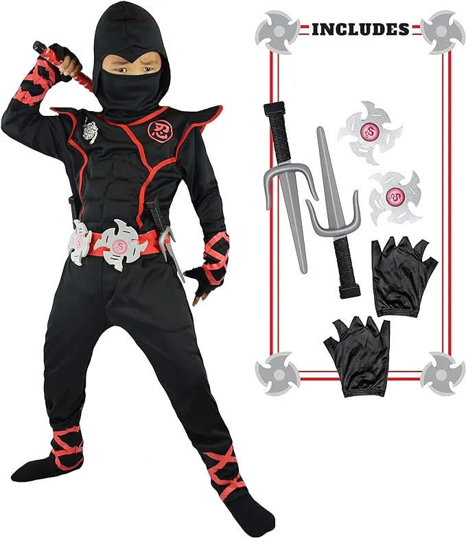 Spooktacular Creations Ninja Costume Deluxe Ninja Costume for Boys Halloween Ninja Costume Dress Up