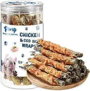 Dog Treat Chicken Wrapped Cod Skins, Training Treat for Small Dog, Healthy Chews w/Taurine, High Protein and Omega3, 12.5 oz