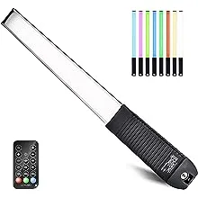 LUXCEO RGB LED Photography Lighting Portable Wand Handheld LED Video Light 1000 Lumens CRI 95+ USB Rechargeable with Remote Control, Carry Bag, Adjustable Color Temperature 3000K-6000K and 36 Colors