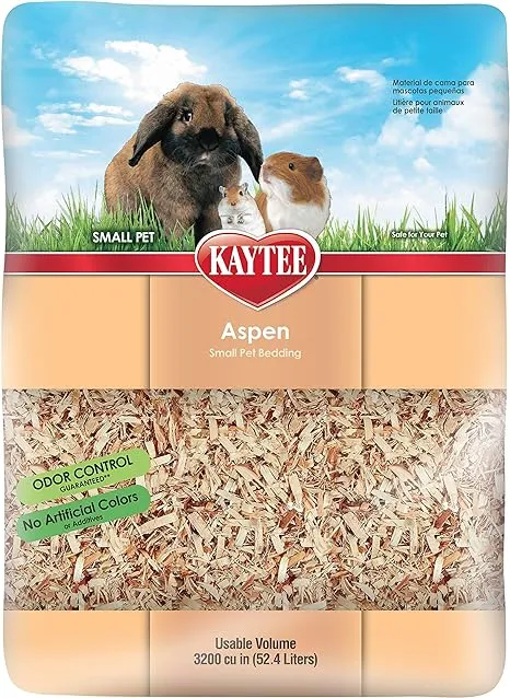 Kaytee Small Animal Hardwood Aspen Bedding For Pet Guinea Pigs, Rabbits, Hamsters, Gerbils, and Chinchillas, 54.2 Liter,Brown