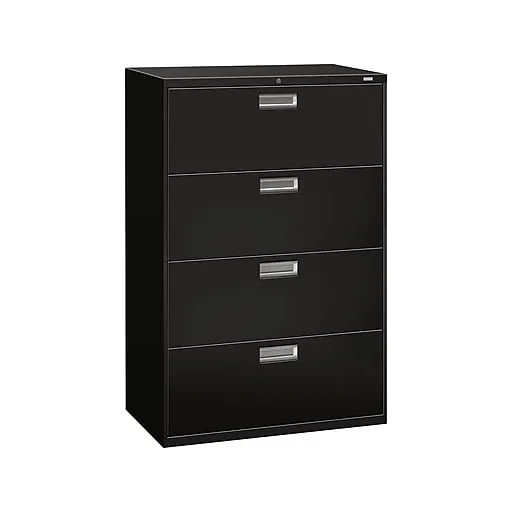 HON 4-Drawer Office Filing Cabinet - 600 Series Lateral Legal or Letter File Cabinet, 18"D, Black (H684)HON 4-Drawer Office Filing Cabinet - 600 Series Lateral…