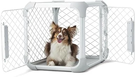 Diggs Evolv Dog Crate I Strong and Modular Design I Sturdy Playpen I Paw Safe Mesh I Built to Last for Puppies and Canines I (24’L x 17”W x 19”H) (Small, Ash)