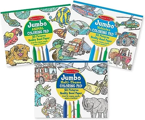 Melissa & Doug Coloring Pad Bundle: Animals, Vehicles and Multi-theme