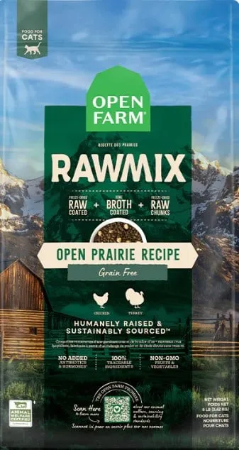 Open Farm RawMix Prairie Recipe for Cats, Includes Kibble, Bone Broth, and Freeze Dried Raw, Inspired by The Wild, Humanely Raised Protein and Non-GMO Fruits and Veggies, 2.25 lb