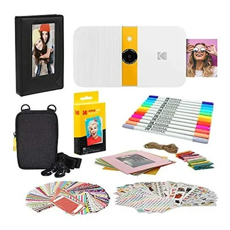 Kodak Smile Instant Print Digital Camera (White/ Yellow) Photo Frames Bundle with Soft Case