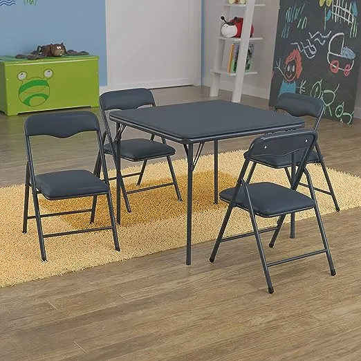 Flash Furniture Mindy Kids 5 Piece Folding Table and Chair Set, Black