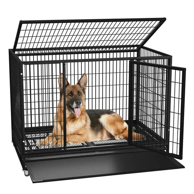 BOLDBONE 54/48/38 inch Heavy Duty Indestructible and Escape-Proof Dog Crate Cage Kennel for Large Dogs, High Anxiety Dog Crate with Removable Crate