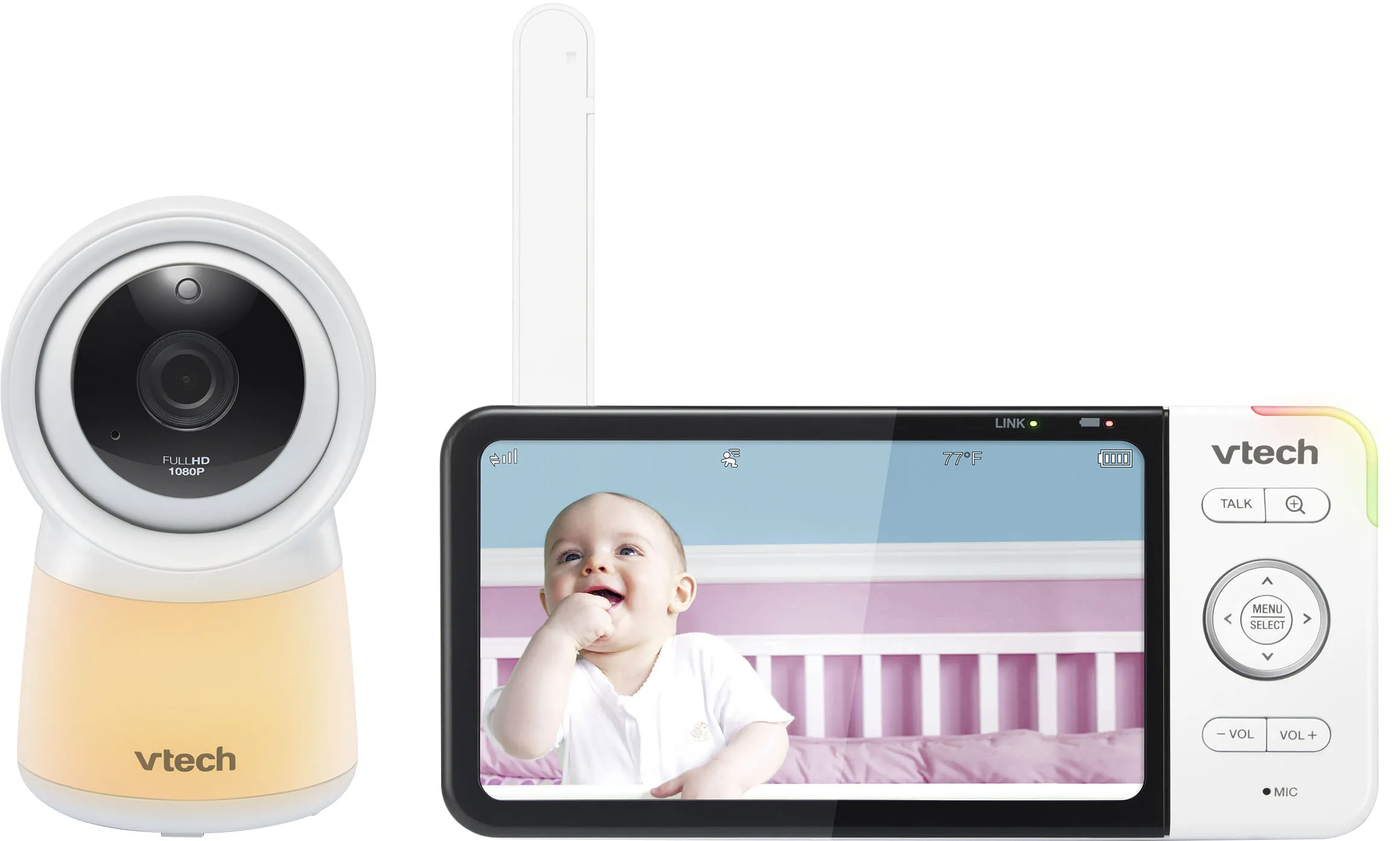 VTech RM5754HD Smart Wi-Fi 1080p Video Baby Monitor System with 5" Display, Night-Light and Remote Access