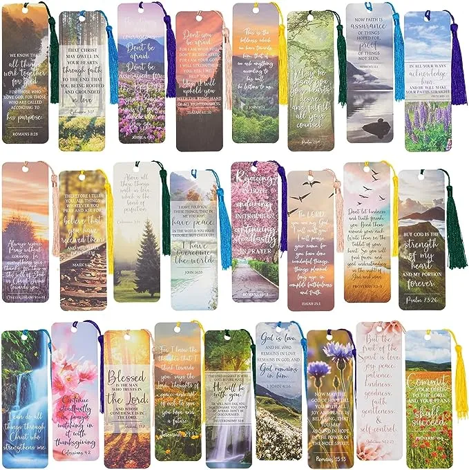 100 Pack Christian Bookmarks with Religious Scriptures, Bible Verse Book Markers (6 x 2 in)