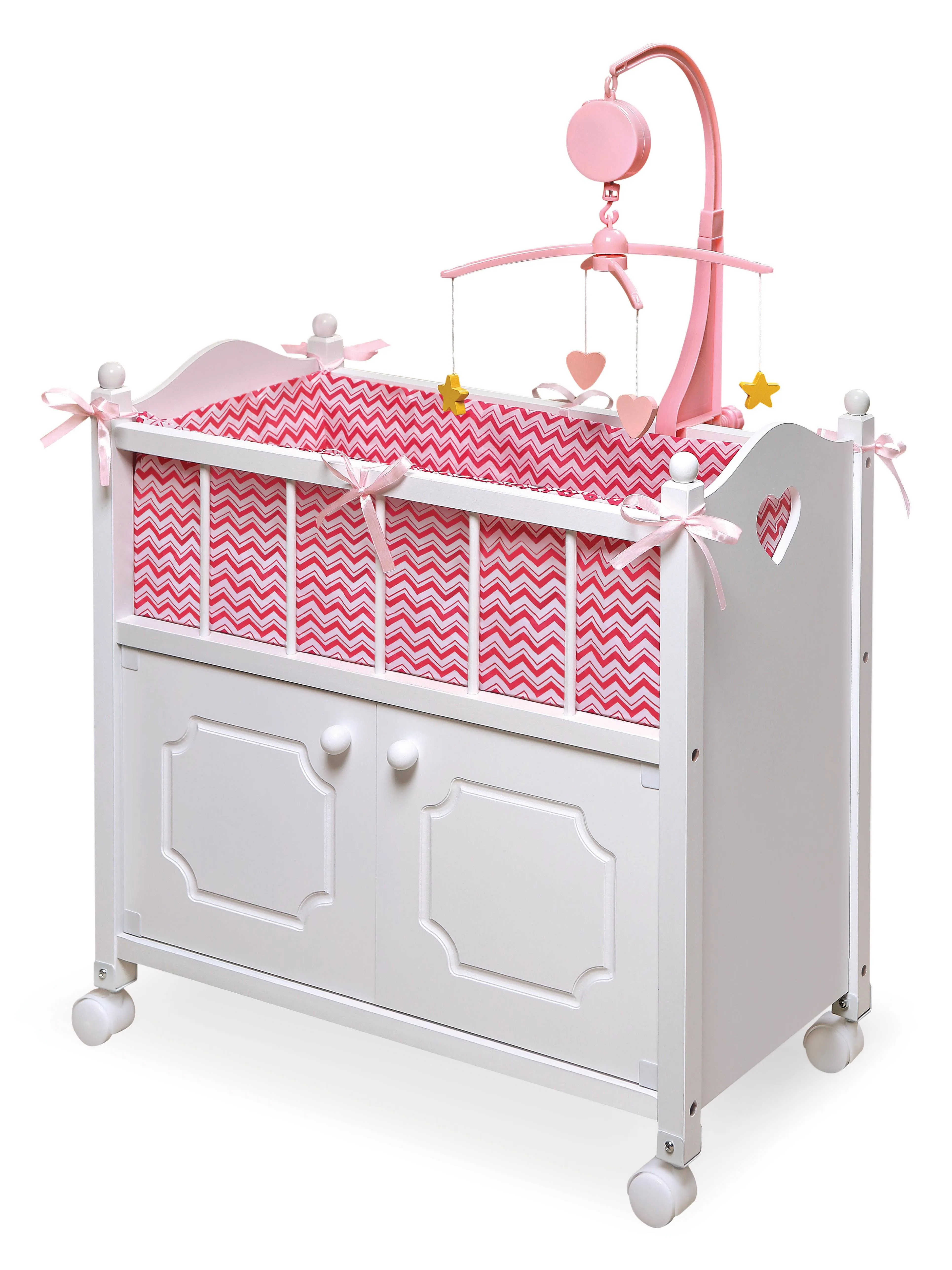 Badger Basket Doll Crib with Cabinet and Bedding