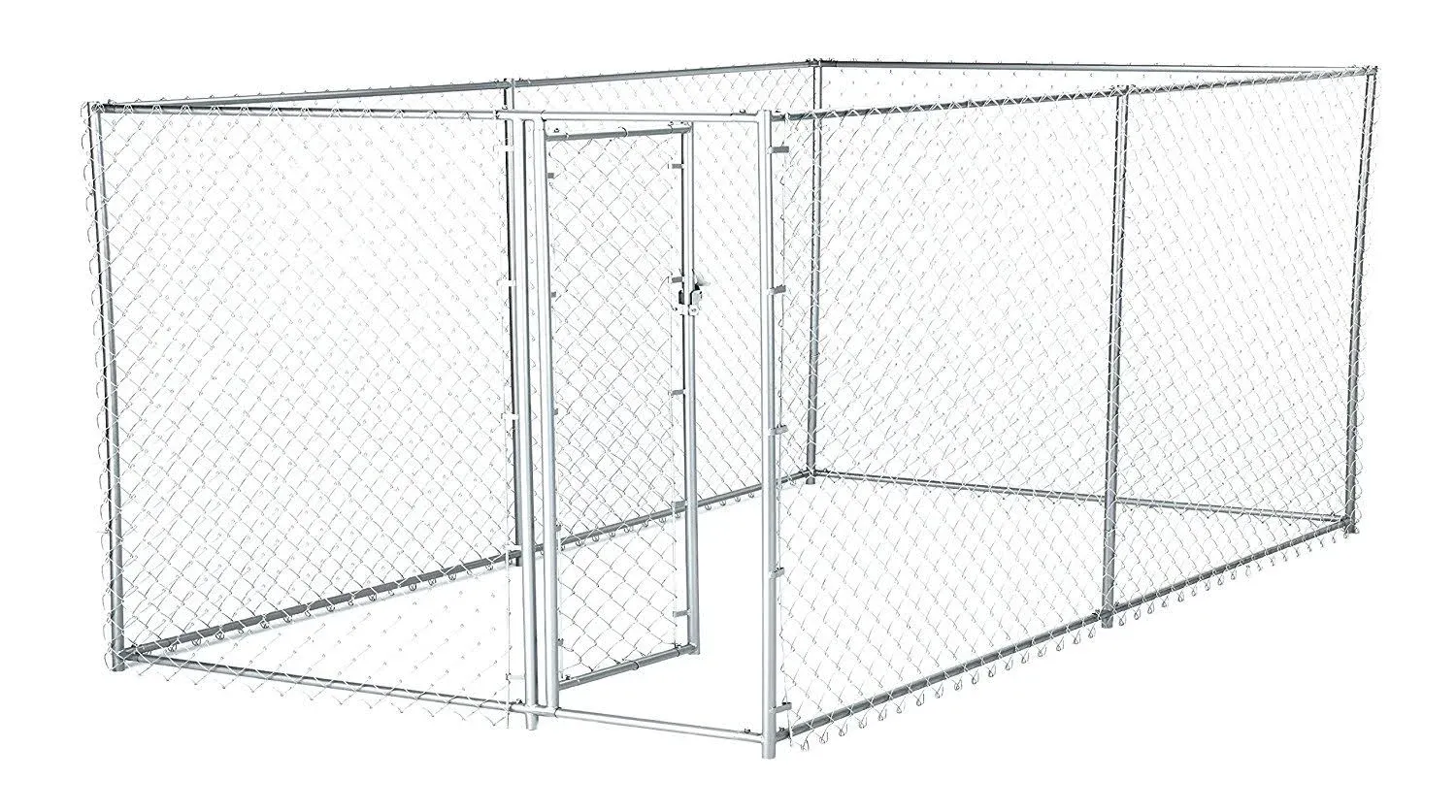 Lucky Dog 41028EZ 10' x 5' x 4' Heavy Duty Outdoor Galvanized Chain Link Dog Kennel Enclosure