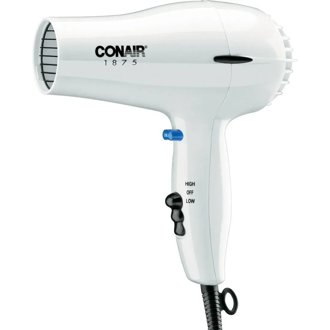 Conair Mid Size Ceramic Hair Dryer, 1875 Watts, Compact, Fast Drying and Styling, Black 247TPW