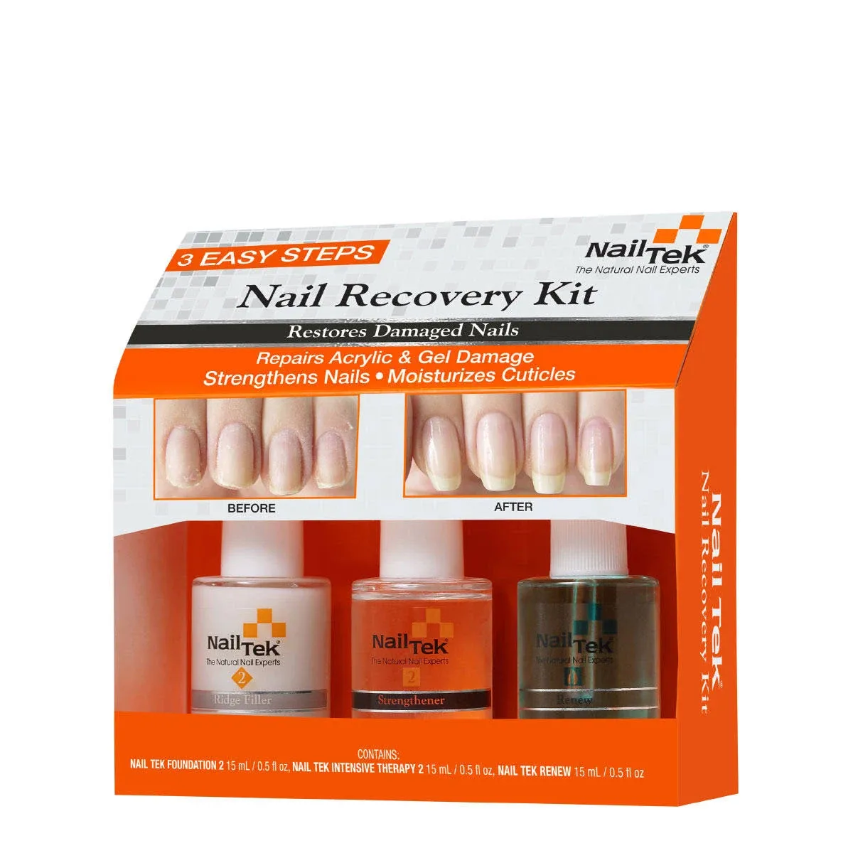 NailTek Restore Damaged Nails Kit - Intensive Therapy 2 + Foundation 2, Renew 55840