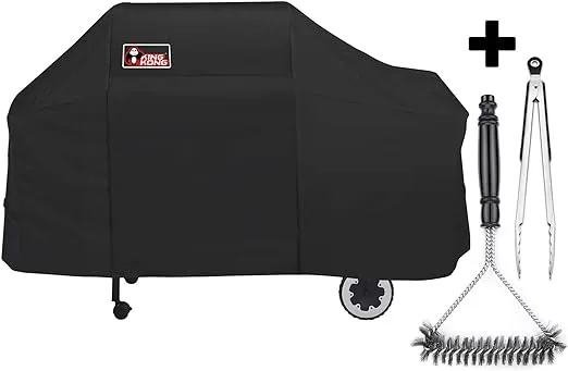 Kingkong 7552 Grill Cover with Brush and Tongs for Weber Genesis Silver / Gold / 2000 - 5500 Gas Grills