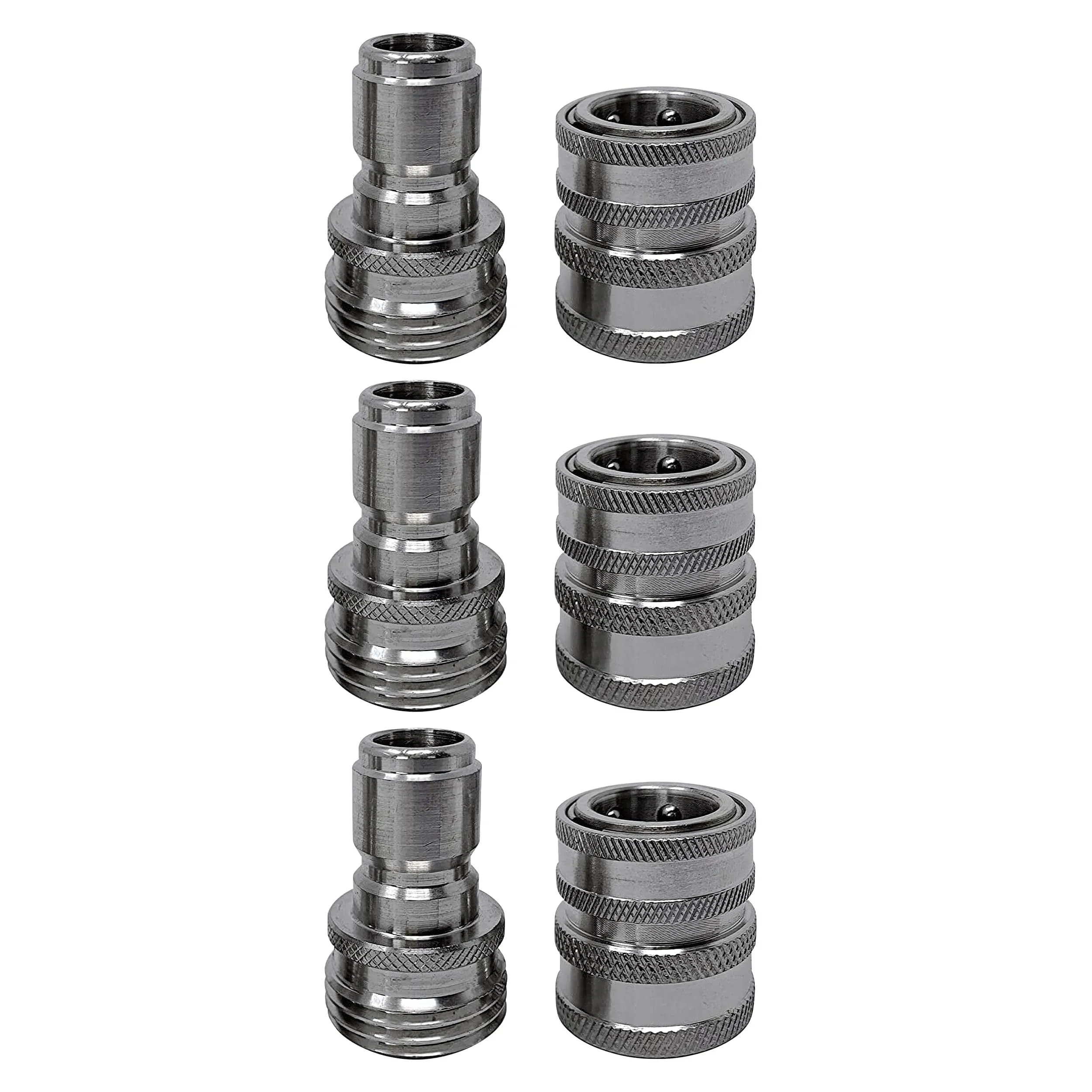 MTM Hydro Garden Hose Adapter 4 Piece 3/4” Quick Connect Fittings Kit, Stainless Steel High Pressure Couplings and Connectors for Pressure Washers and Car Detailing, 1x3