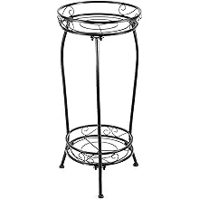 Kavlium Plant Stand Indoor Outdoor,Tall Black Metal Rustproof Stable Plant Stands,2 Tier 27.1 inch Multiple Plant Rack Holder Rack Flower Pot Stand