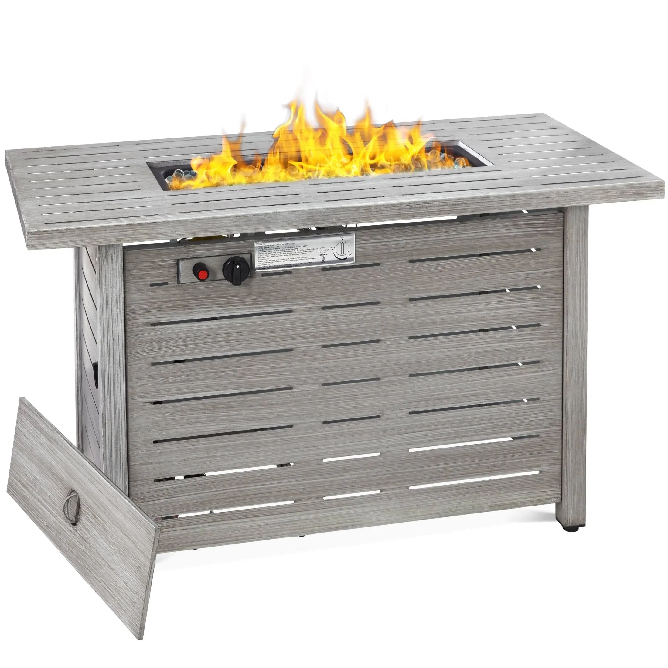 Best Choice Products 42in 50,000 BTU Rectangular Steel Propane Fire Pit Table