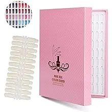 Noverlife 216 Nail Colors Chart Display, Nail Gel Polish Display Book with 216 False Nail Tips, Professional Salon Nail Color Swatches Nail Practice Card Board