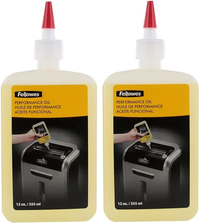 Fellowes Shredder Oil, 12 oz. Bottle w/Extension Nozzle Pack of 2