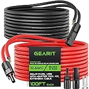 GearIT 12AWG Solar Extension Cable 100ft Black 100ft Red male to Female Solar Connectors with Adapter Tool Kit Solar Panel