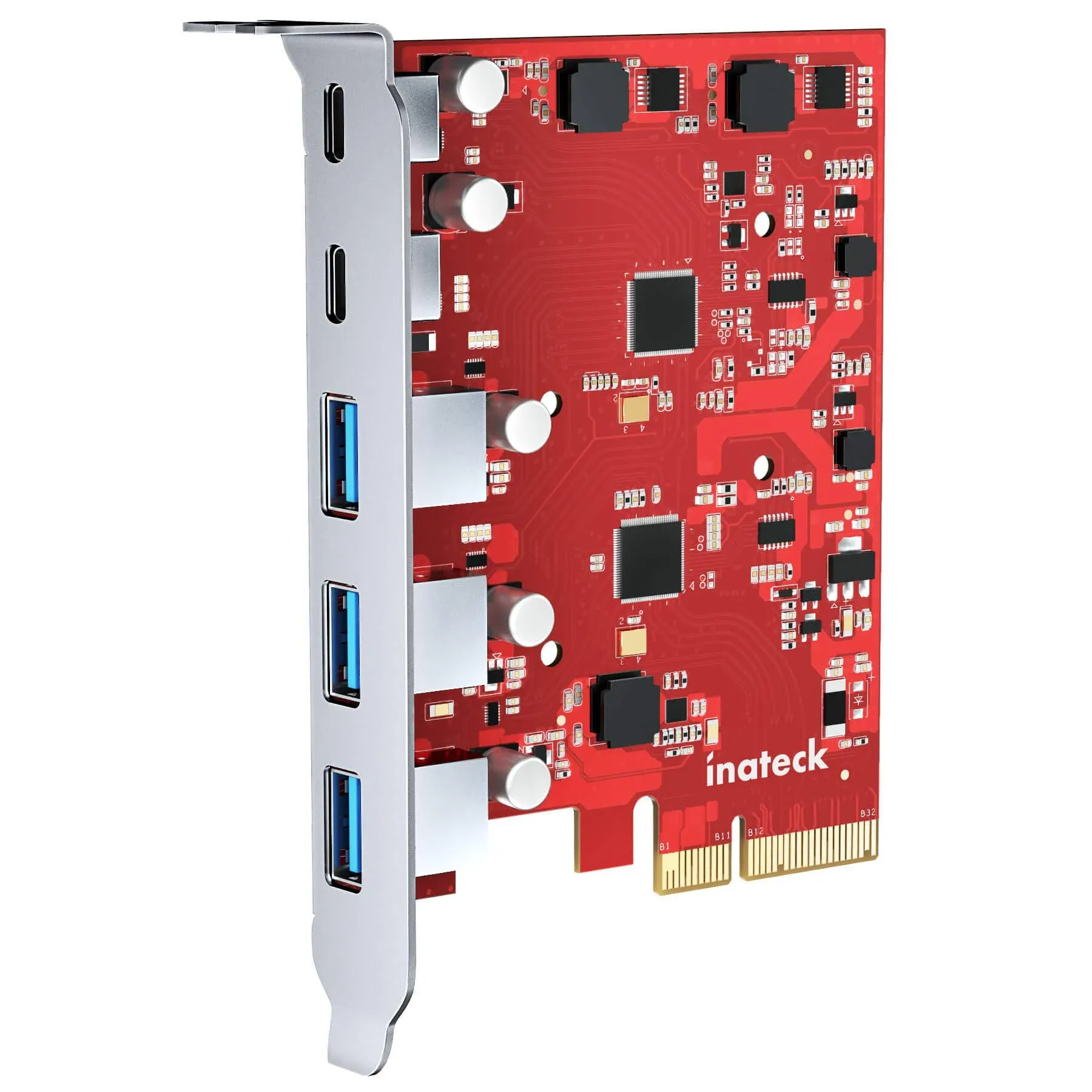 Inateck PCIe to USB 3.2 Gen 2 Extension Card with 5 Ports 8 Gbps Bandwidth,No External Power Source Required, RedComets U25