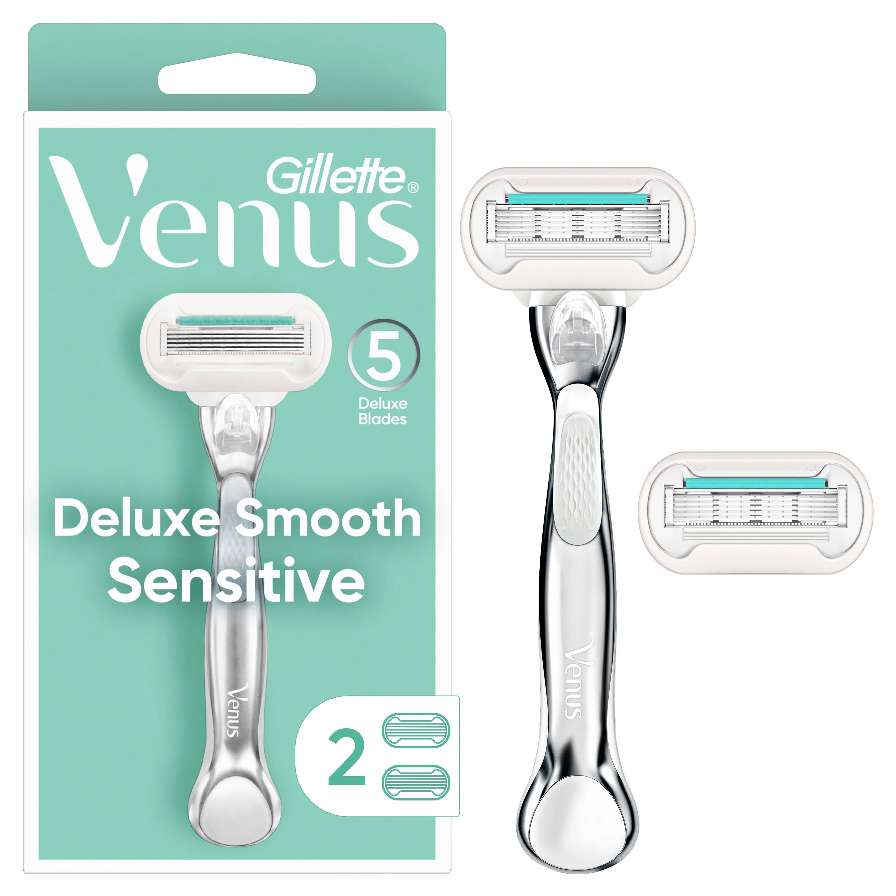 Gillette Venus Deluxe Smooth Sensitive 5-Blade Razor + 2 Razor Blade Refills | CVS