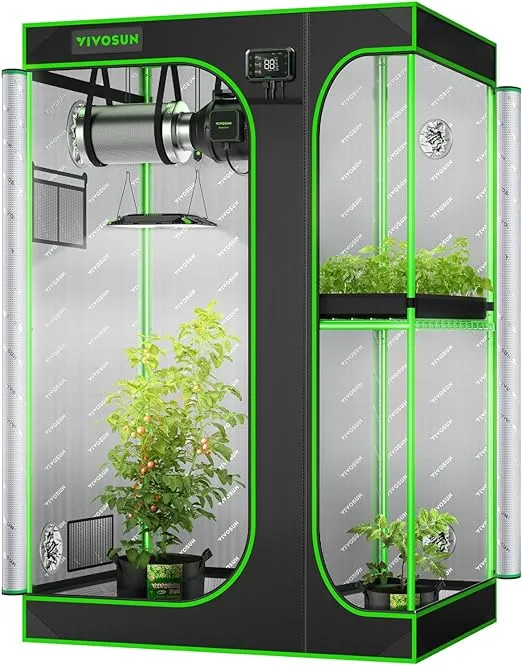 VIVOSUN D948 2-in-1 9x4 Grow Tent, 108"x48"x80" High Reflective Mylar with Multi ...