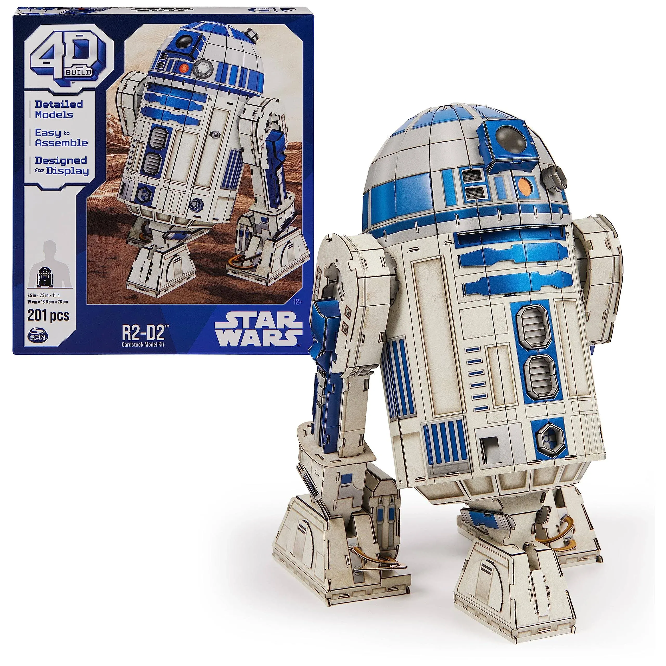 4D Build, Star Wars R2-D2 Cardstock Model Kit 201 Pcs | Star Wars Toys Desk Decor | Building Toys | 3D Model Kits for Adults & Teens 12+