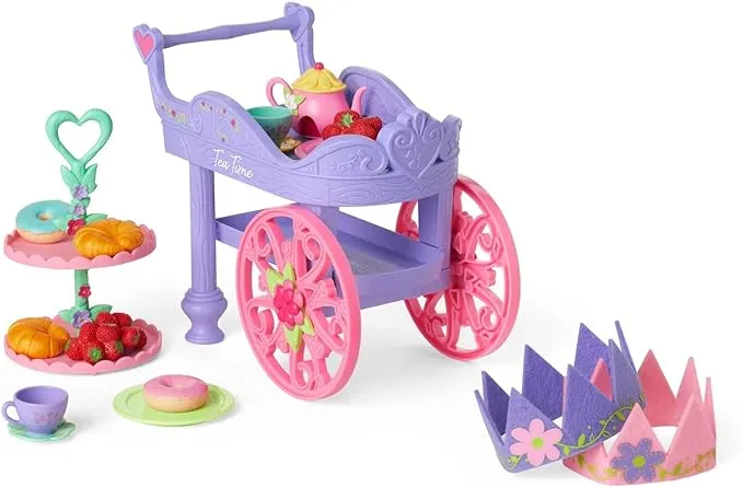 American Girl WellieWishers 14.5-inch Doll Tea Time Cart Playset with Treat Stand, Plates, and Crowns, For Ages 4+