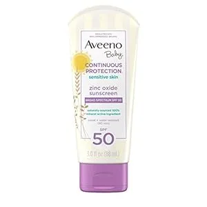 Aveeno Baby Continuous Protection Sensitive Skin Lotion Zinc Oxide Sunscreen SPF 50