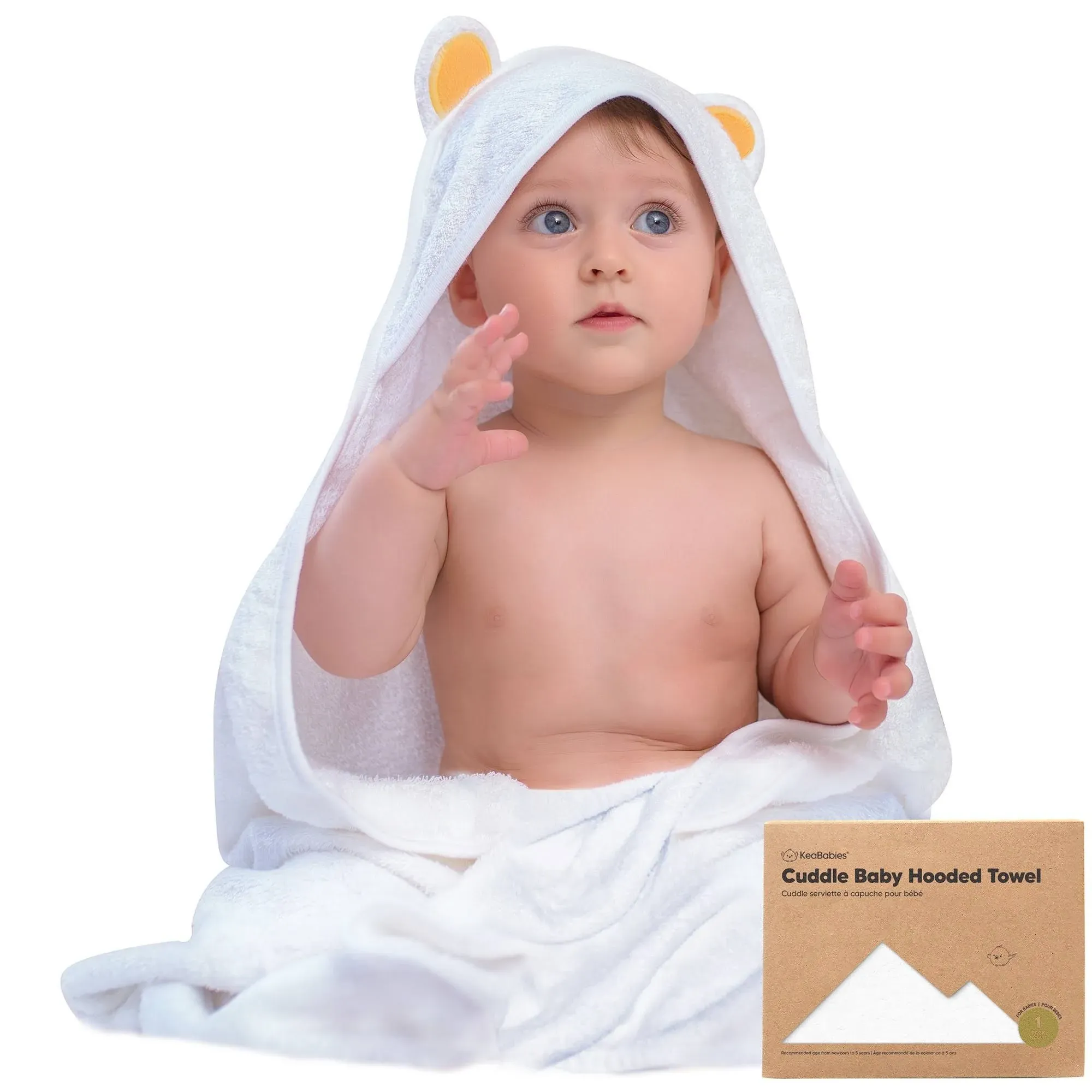 KeaBabies Baby Hooded Towel - Viscose from Bamboo Baby Towel Organic Bamboo Towel - Infant Towels - Large Hooded Towel - Baby Bath Towel with Hood for Girls, Babies, Newborn Boys (Lamb)