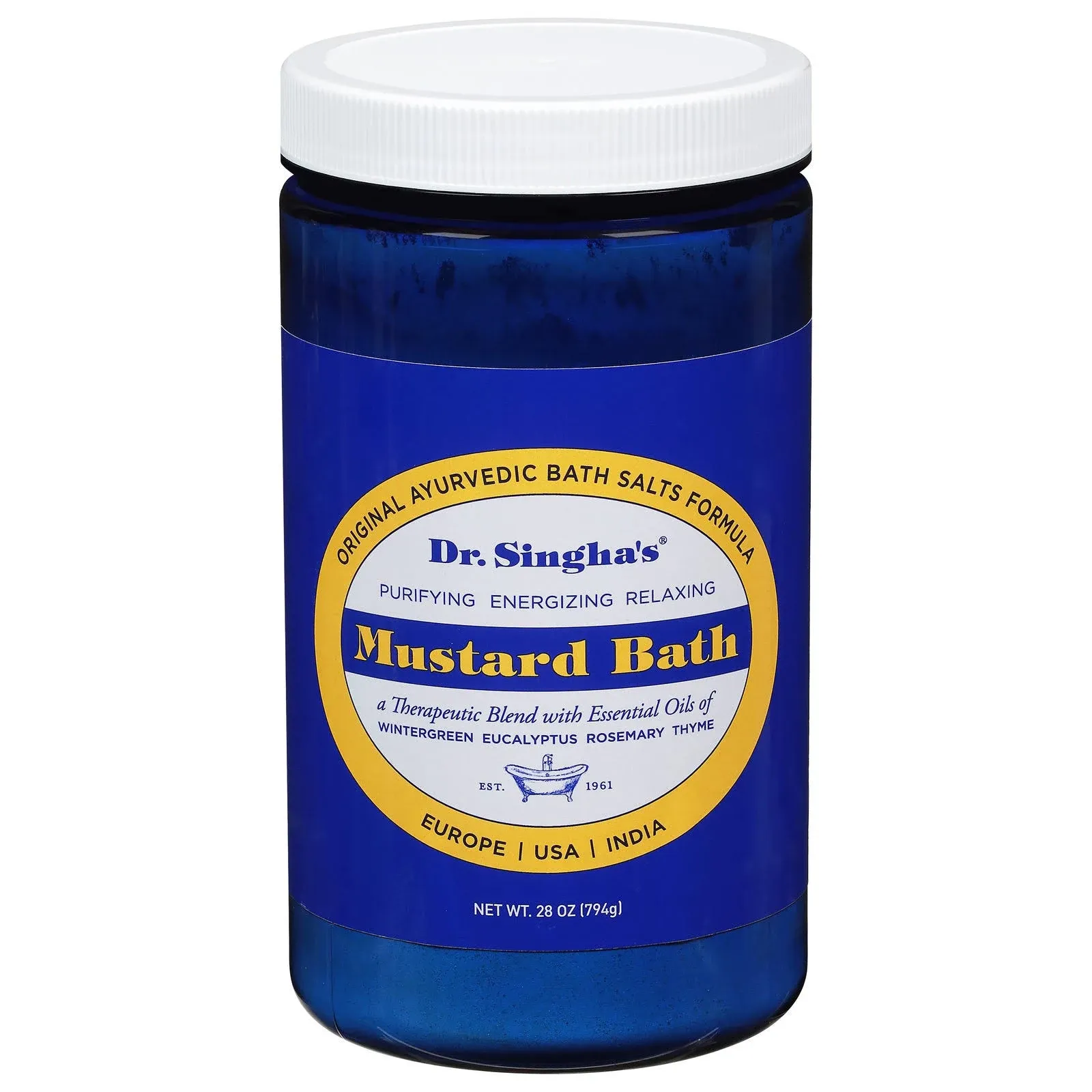 Dr. Singha's Mustard Bath Salts, Therapeutic Bath Detox, 28 Ounce - Relaxing Bath Soak for Sore Muscles, Restless Nights, Aches, Stress & Tension