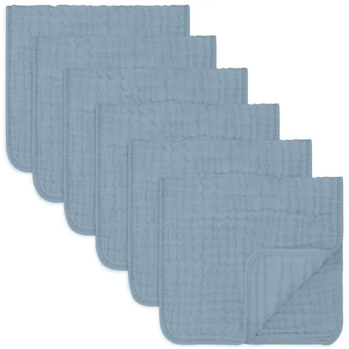 Comfy Cubs Muslin Burp Cloths Large 100% Cotton Hand Washcloths for Babies, Baby Essentials 6 Layers Extra Absorbent and Soft Boys & Girls Rags for Newborn Registry (Pacific Blue, 6-Pack, 20" X10")