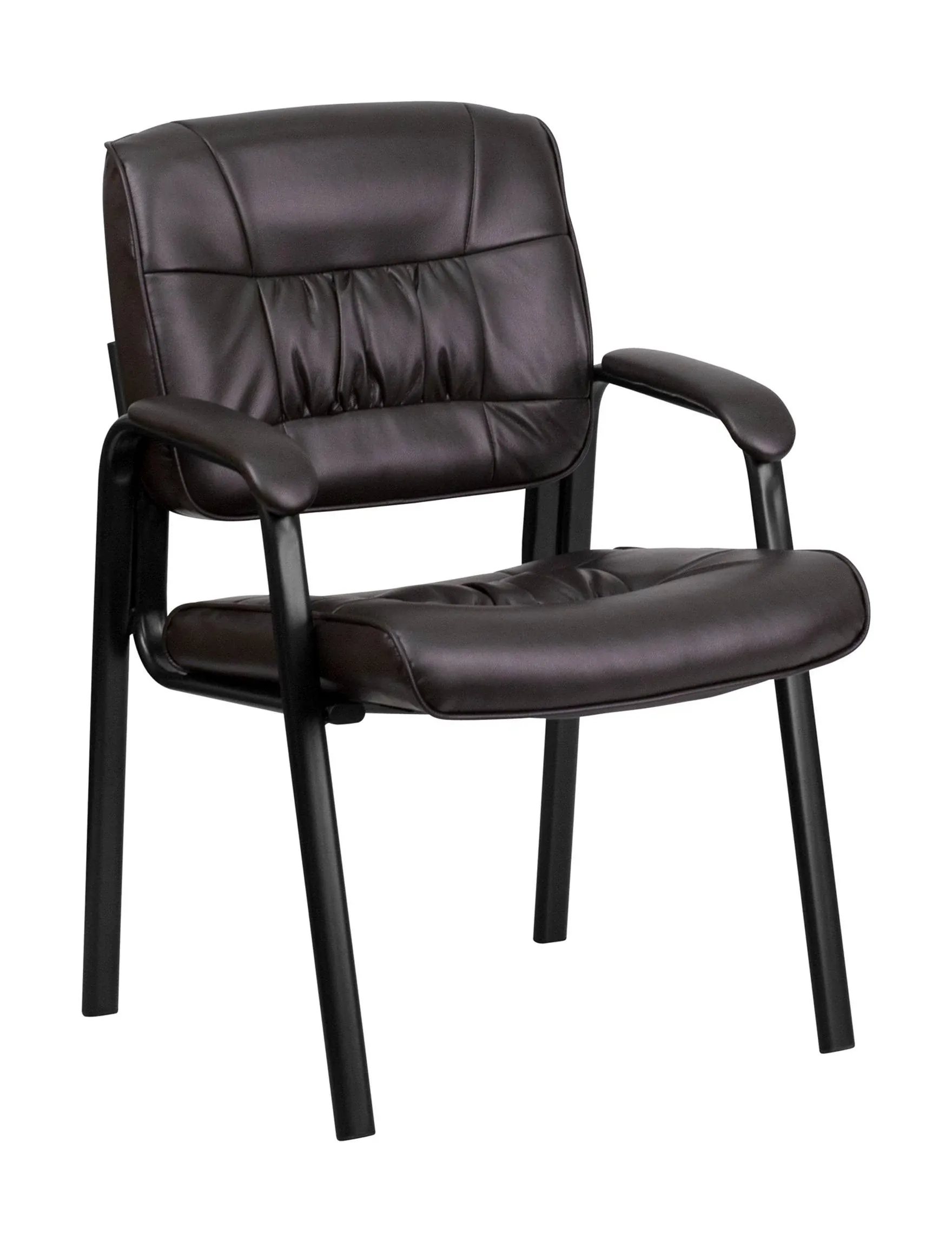 Flash Furniture BT-1404-GG Leather Guest/Reception Chair with Black Frame Finish