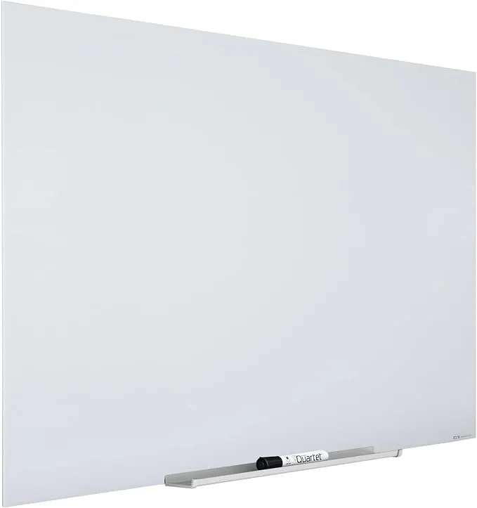 Quartet Magnetic Glass Dry Erase White Board, 50" x 28" Whiteboard, InvisaMount Horizontal Frameless Mounting (G5028IMW)