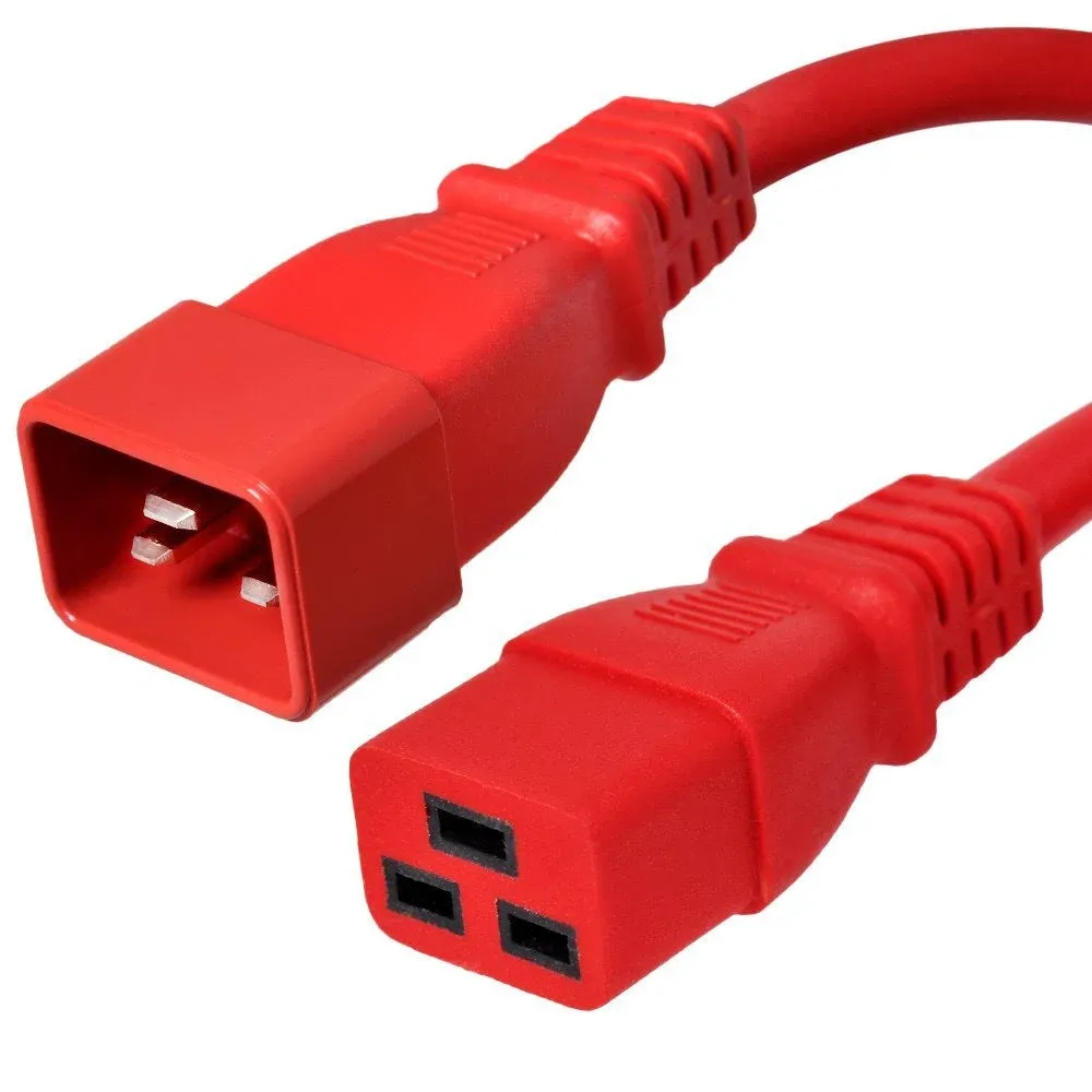 IEC 320 Power Cord C20 / C19 - Red 10 ft, 20A/250V 12 AWG - Iron Box IBX-1804-10