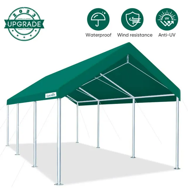 Quictent 10'X 20’ Carport Heavy Duty Car Canopy Galvanized Car Boat Shelter with Reinforced Steel Cables-Green