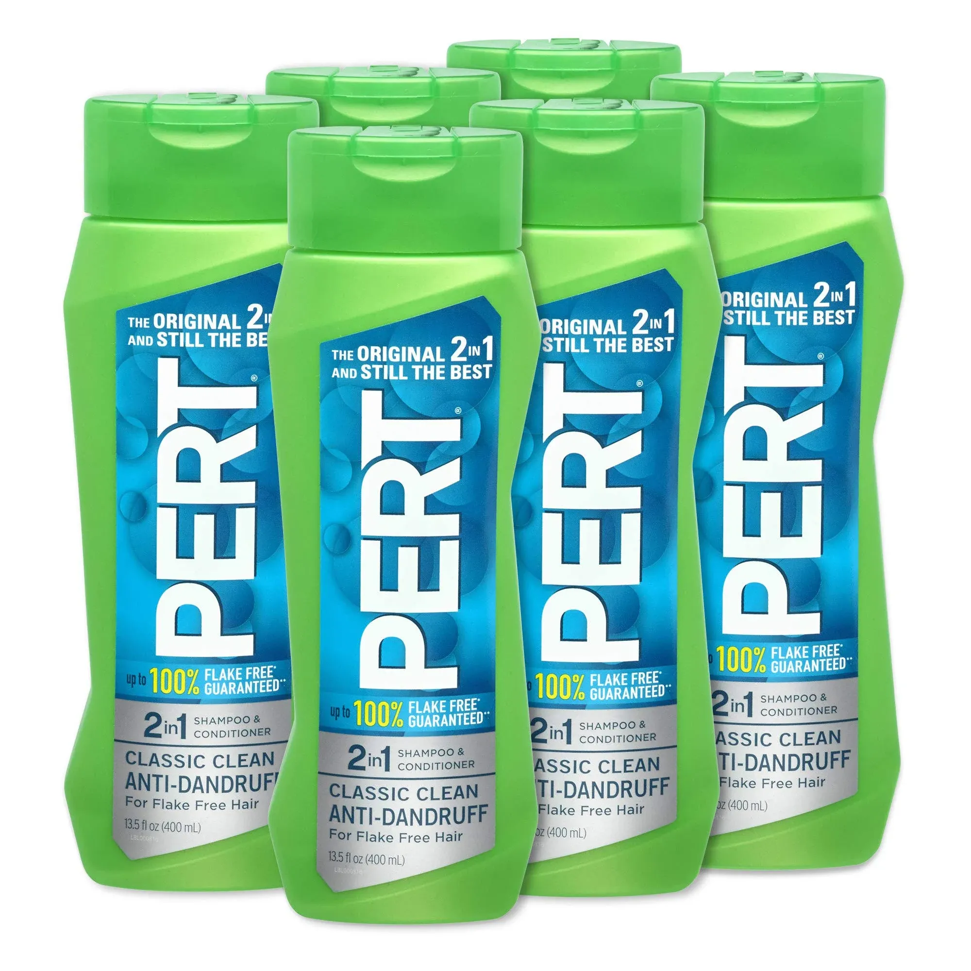 PERT 2 IN 1 Shampoo and Conditioner, Anti-Dandruff, 13.5 Fl. Oz (Pack of 6)