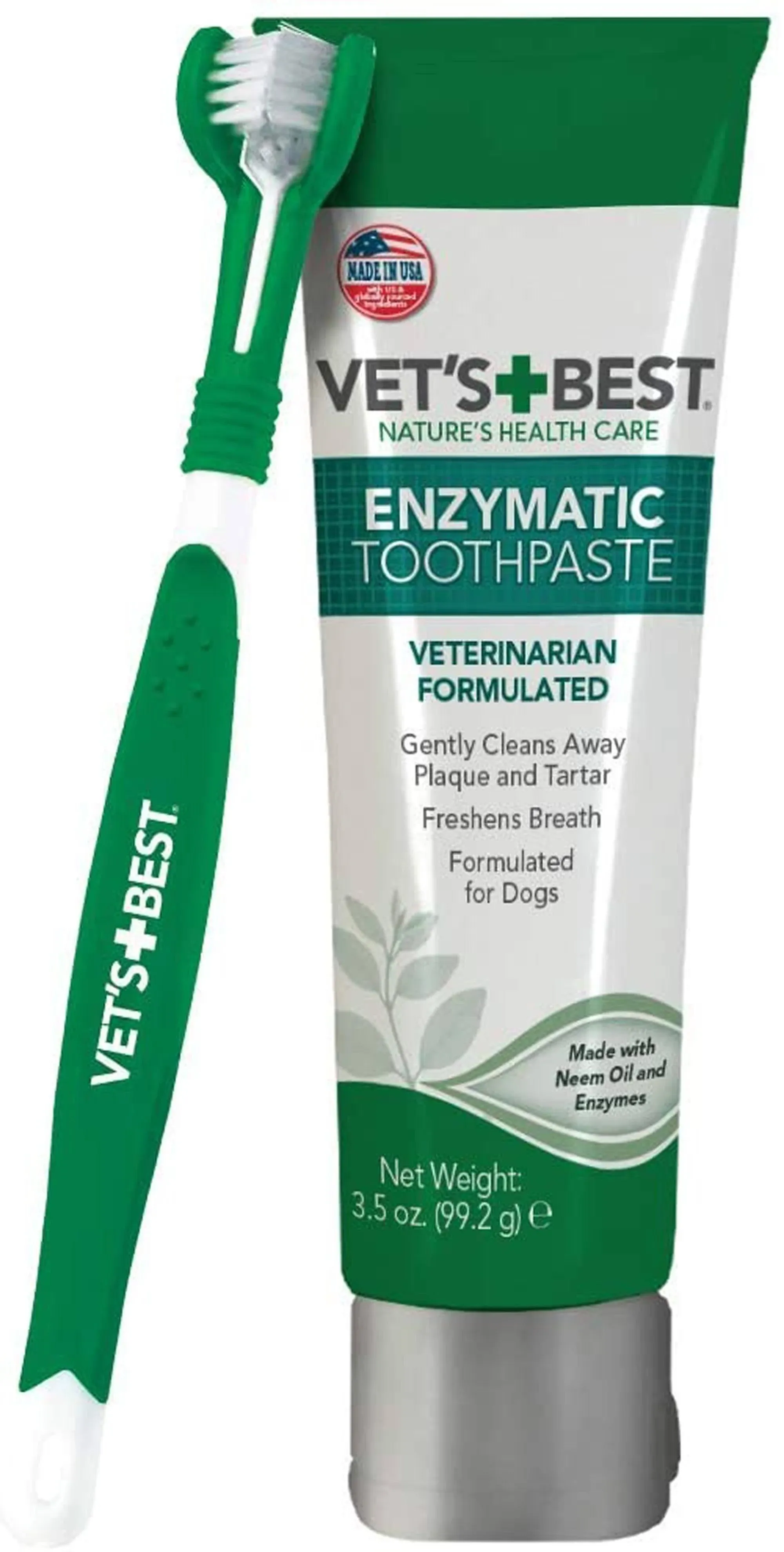 Vet’s Best Dog Toothbrush and Enzymatic Toothpaste Set | Teeth Cleaning and