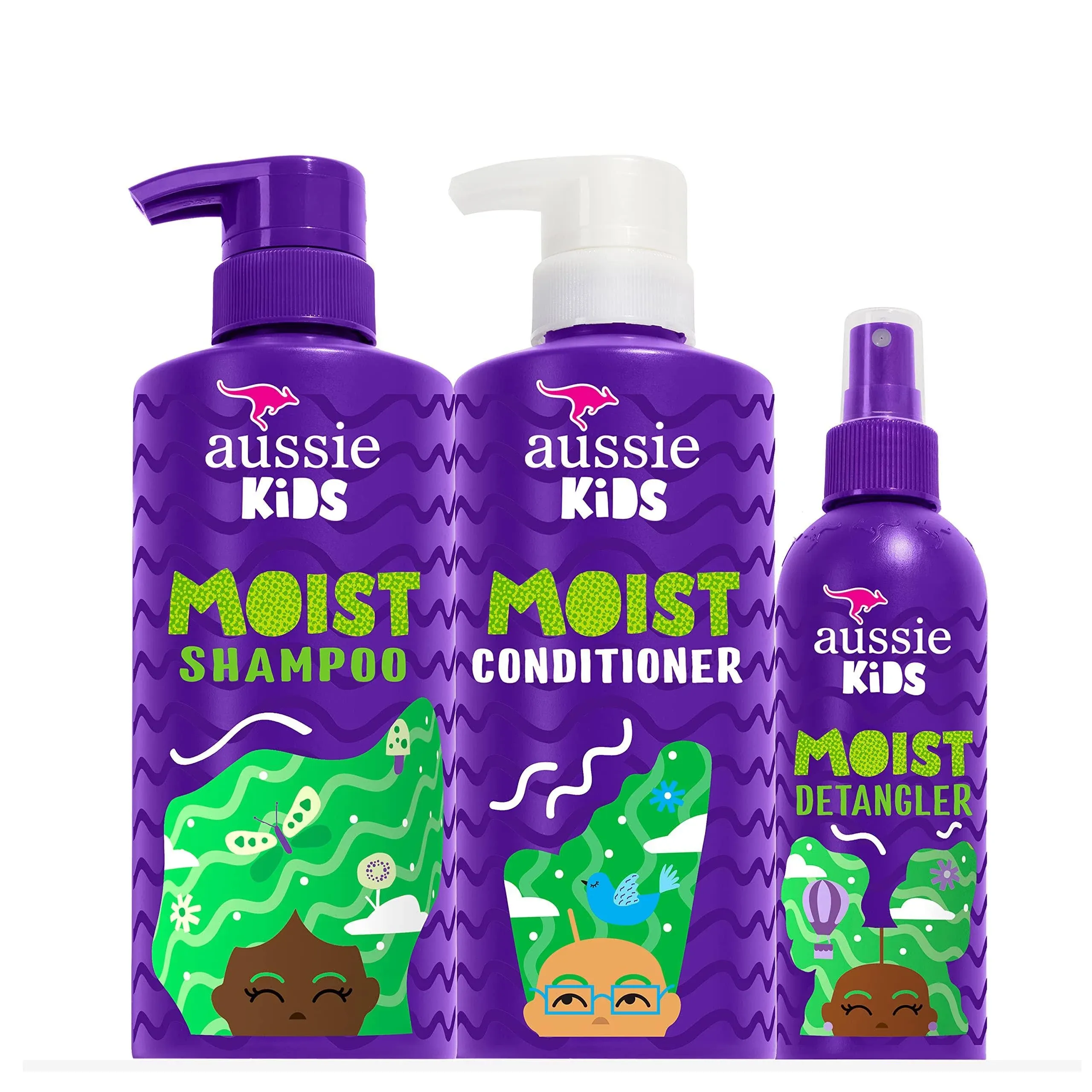 Aussie Kids Shampoo Conditioner and Detangler Bundle Sulfate and Paraben Free...